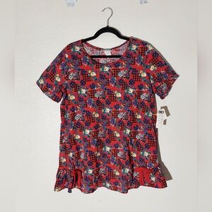 Maternity Accents Vintage Red Multicolor Plaid Heart Floral Top WM Size M NWT